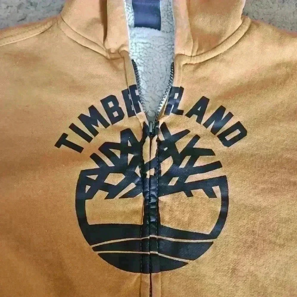 Timberland Big Boys Gold Core Tree Logo Zip Up Sherpa Lined Hoodie L - Picture 5 of 11